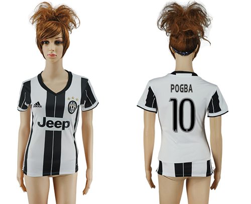Women's Juventus #10 Pogba Home Soccer Club Jersey